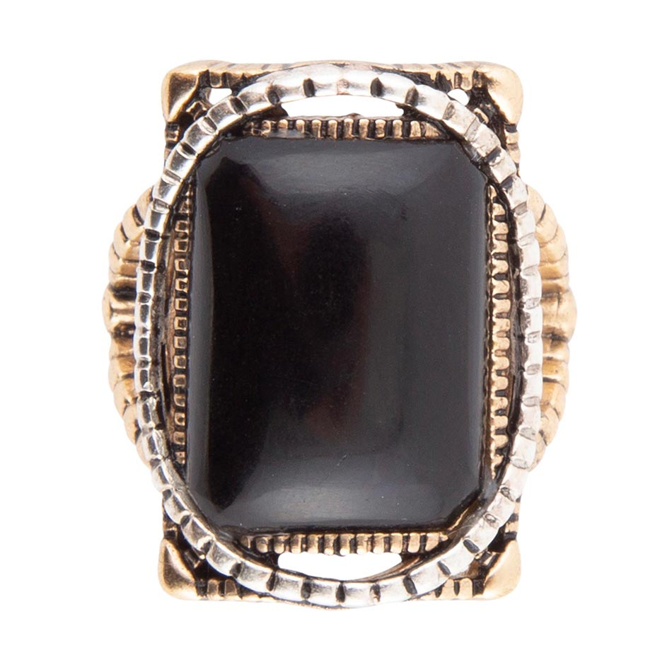 Royal Statement Ring in stainless steel with Onyx