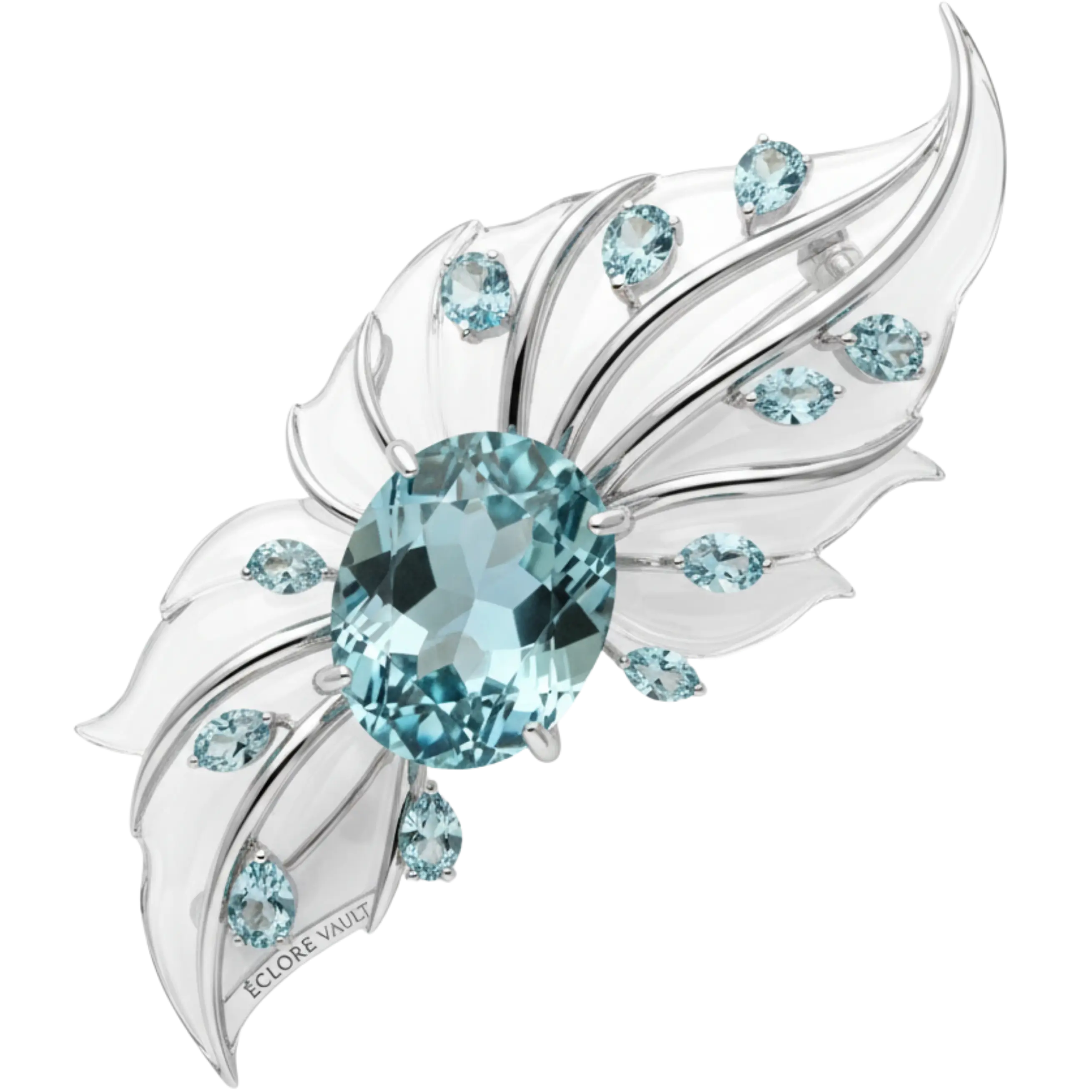 Divine Brooches & Pin in platinum 950 with Aquamarine