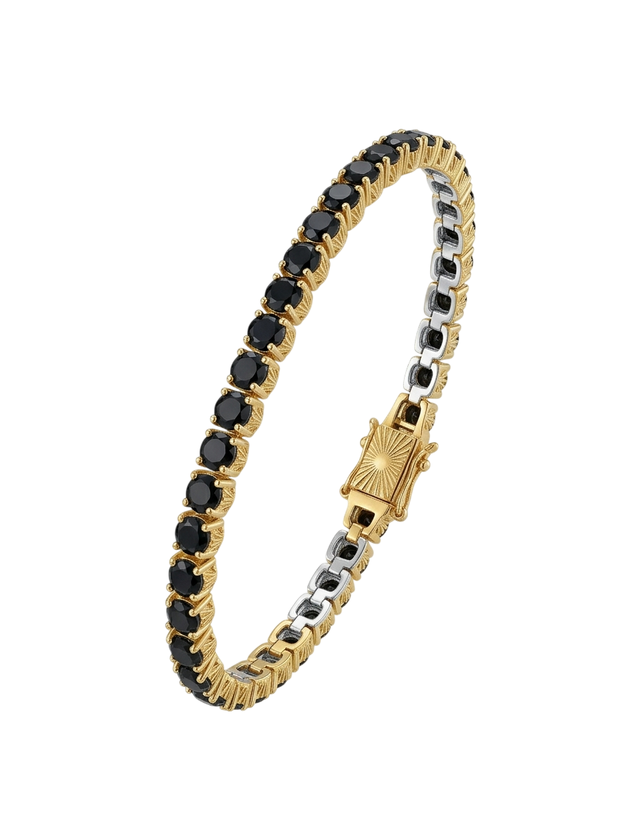 Soleil Tennis Bracelet in vermeil with Onyx