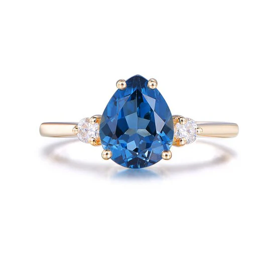 Aura Engagement Ring in 14k gold with Topaz