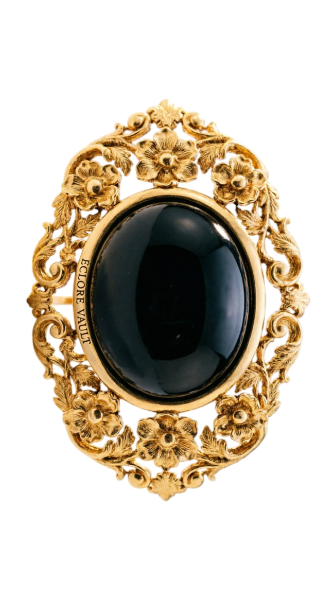 Royal Brooches & Pin in 18k gold with Onyx